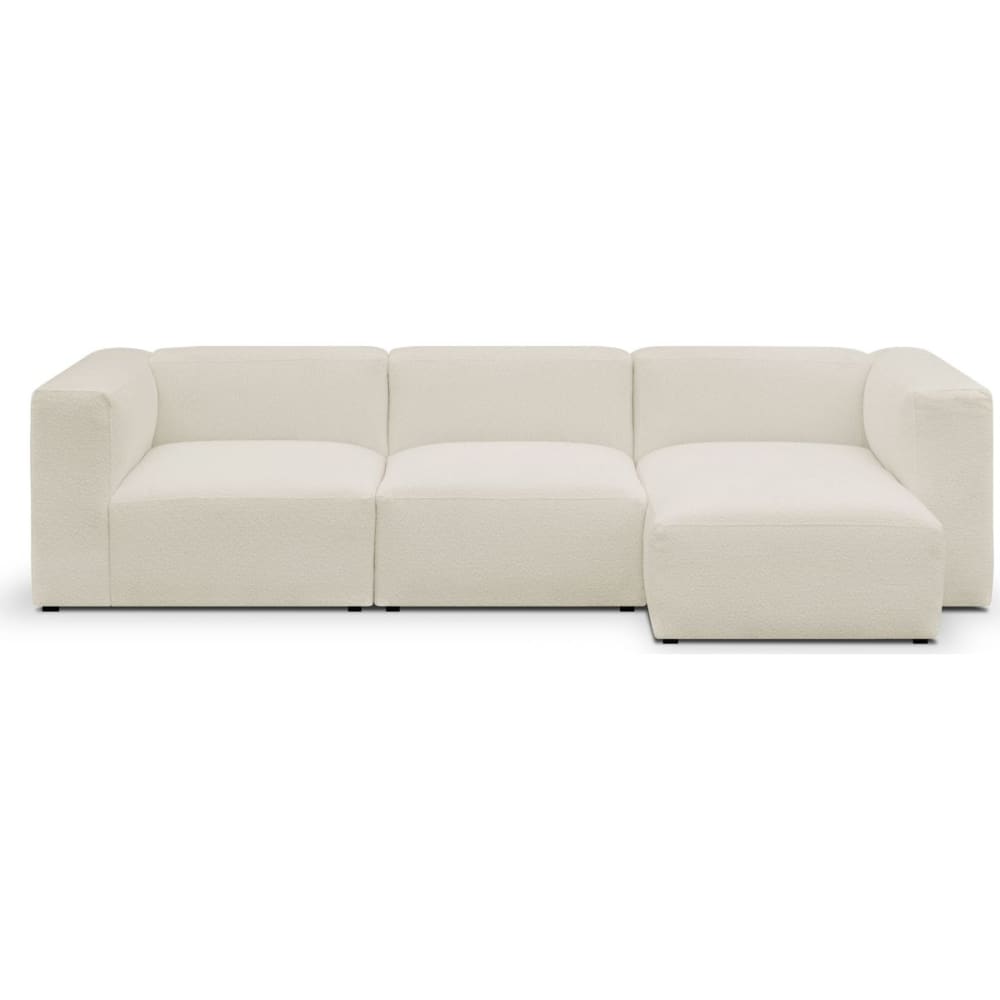 Canapé modulable angle droit 4 places en tissu bouclé beige