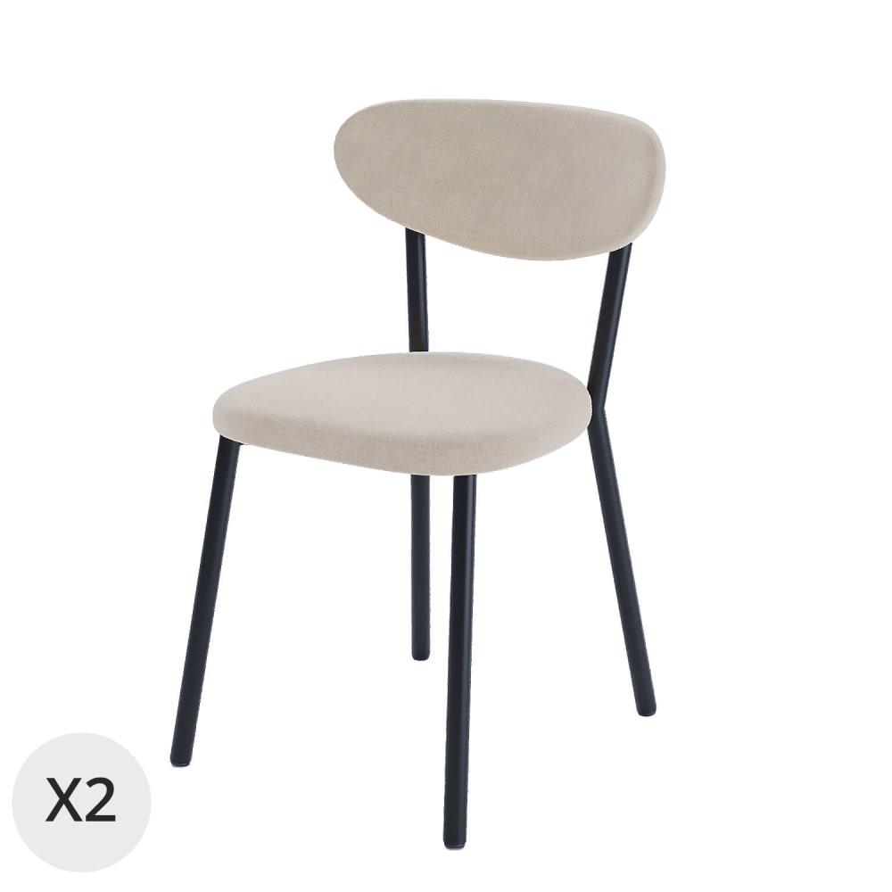 Lot de 2 chaises beige - pied