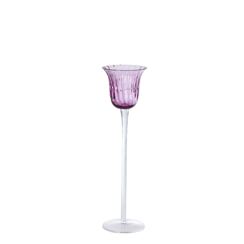 Photophore décoratif en verre soufflé mauve H30 — Beyit
