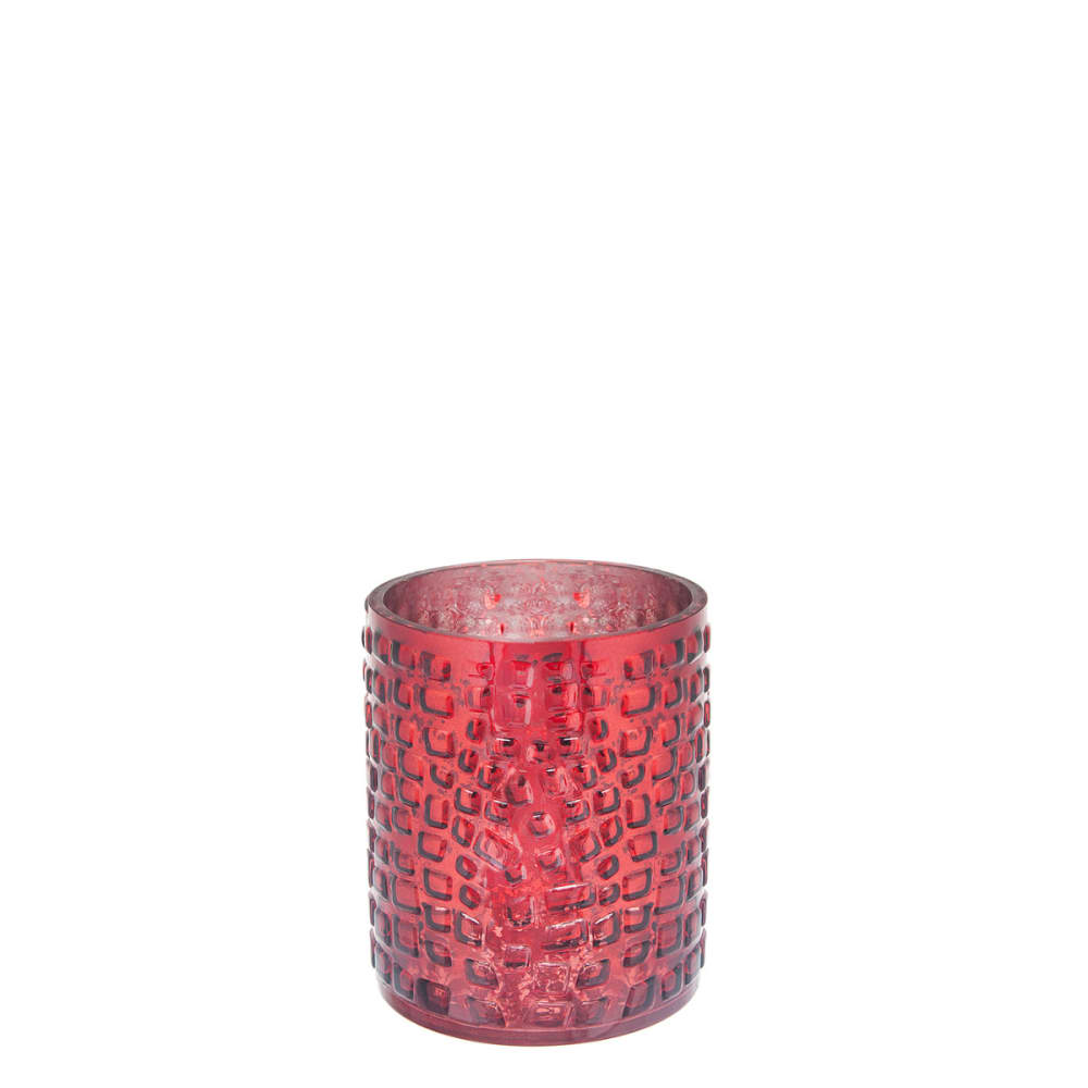 Sia Deco Dekoratives Windlicht aus Glas H18, Rot style modern Rot Glas