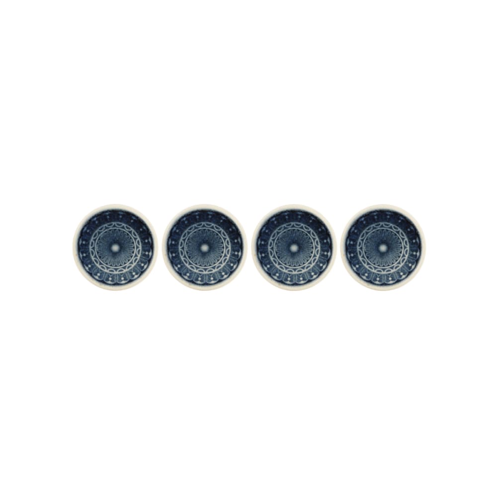 Set de 4 porte-bougies soucoupes en céramique bleu et blanc d11 - Maisons du Monde