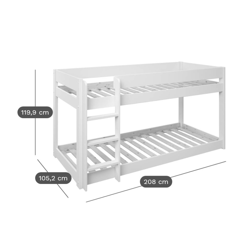 Lits superposés en bois massif  90 x 200 cm blanc (CAMIF) - Image 2