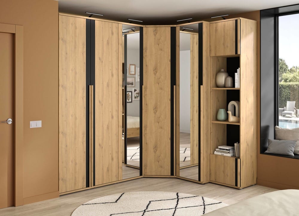 Dressing d'angle effet bois clair