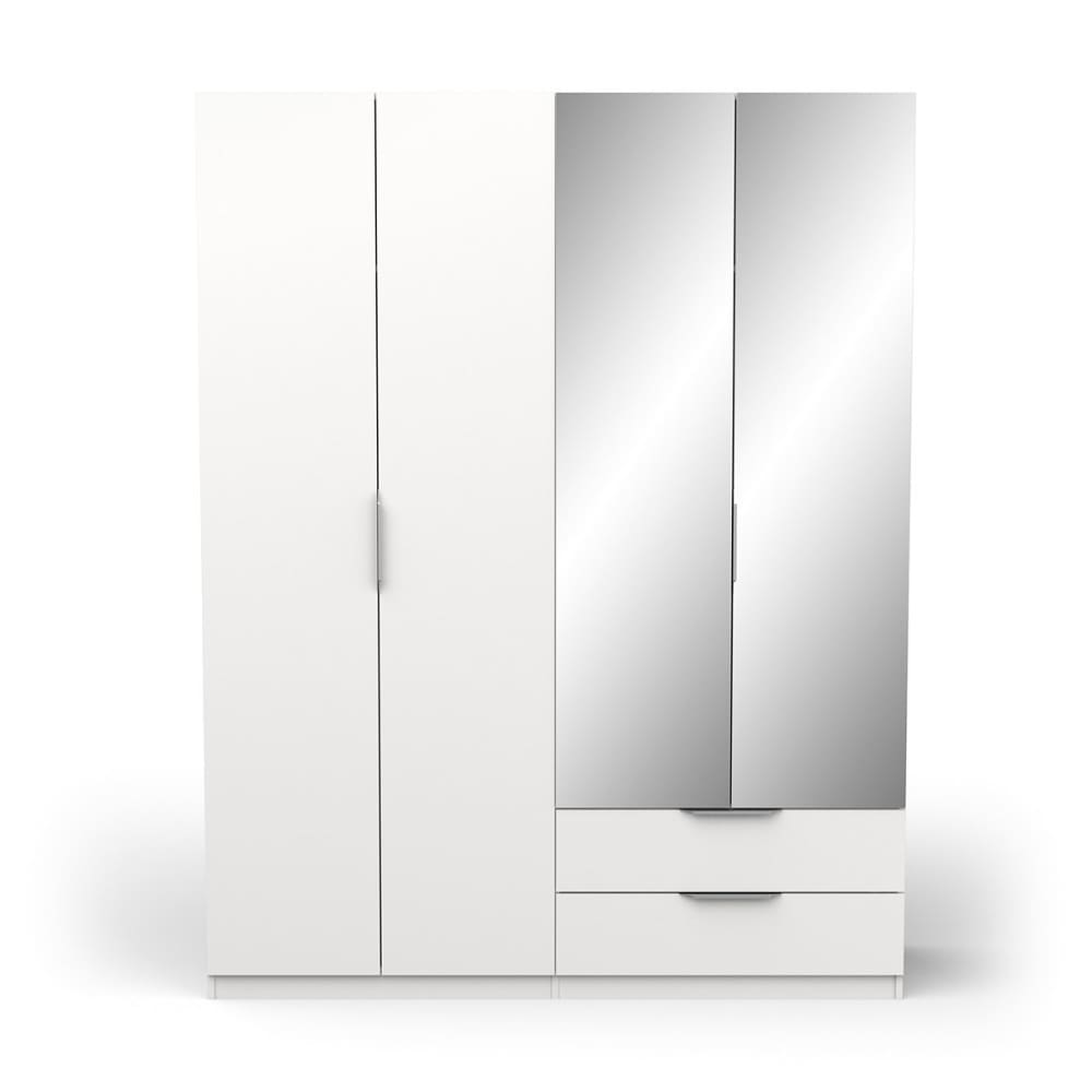 Armoire avec 2 miroirs - L157,3 cm - Blanc