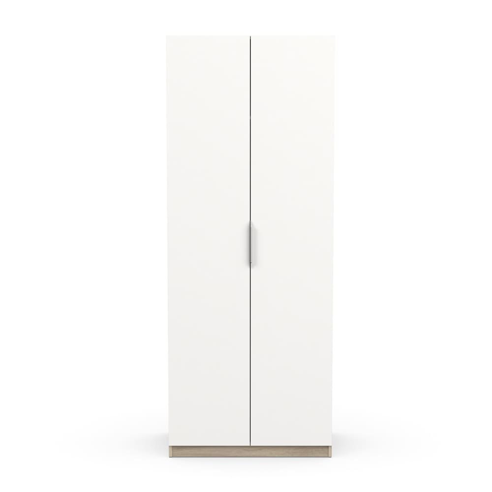 Armoire 2 portes - L79,4 cm - Effet Blanc et Chêne