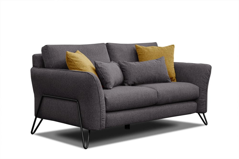 Canapé droit 2 places tissu gris foncé