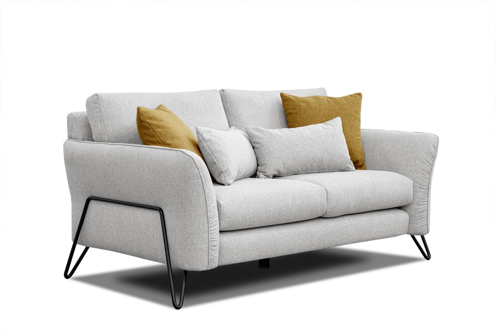 Canapé droit 2 places tissu gris clair