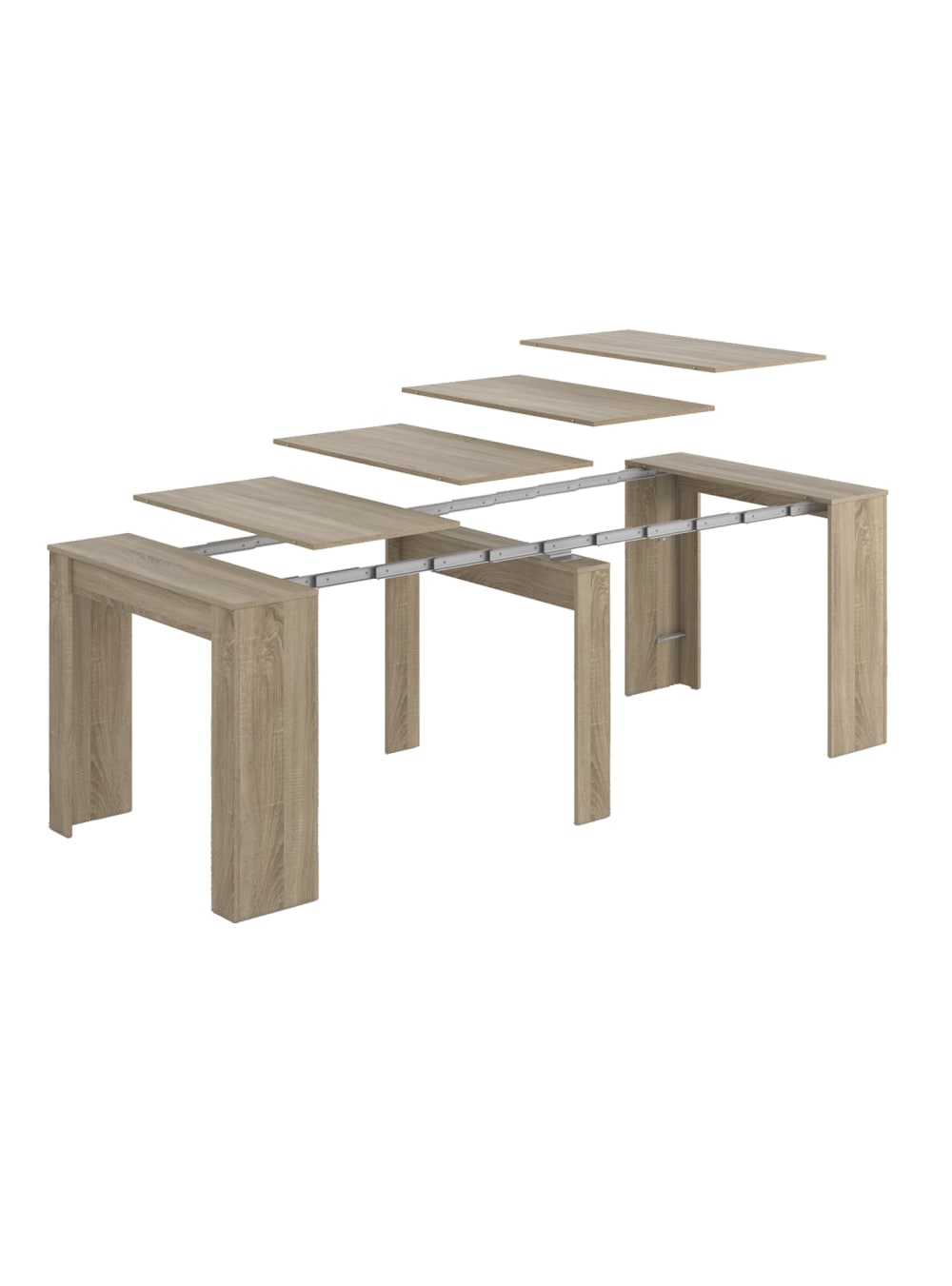 Table console à rallonge effet bois beige 90x51 cm