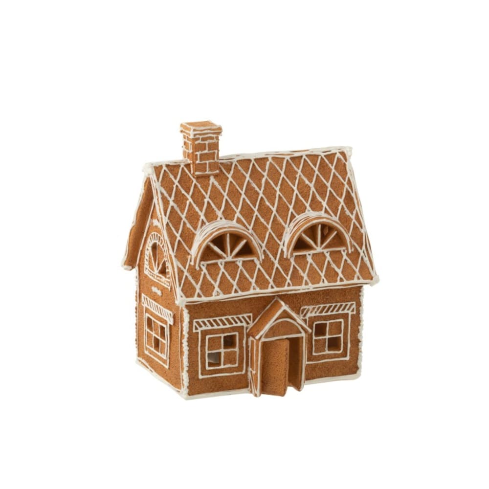 Casa de navidad de resina marrón 18.5x14x22 cm