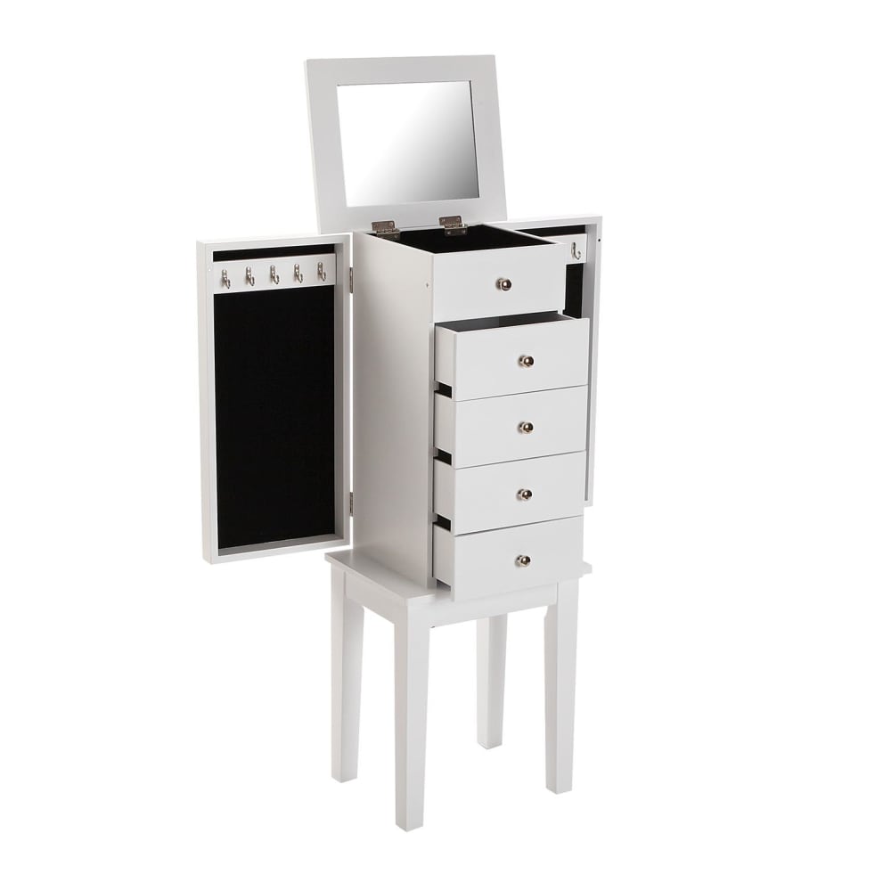 Versa Home Boîte à bijoux en aggloméré blanc style classique chic Blanc Panneau De Particules - 34x92x27cm