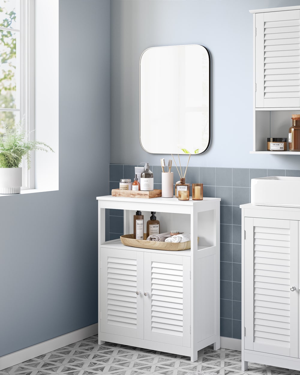 VASAGLE Armoire de salle de bain de rangement de salle 60 x 30 x 80 cm blanc Blanc Bois - 60x80x30cm