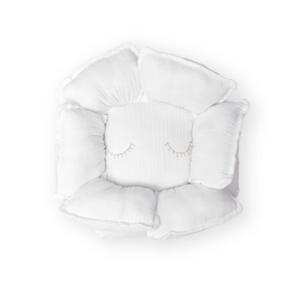 Coussin fleur en coton blanc 11x35x35cm