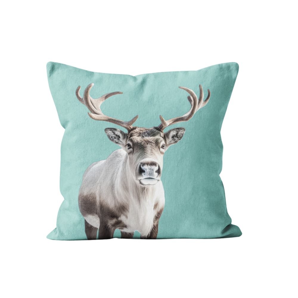 Coussin déco noel renne velours bleu 40x40cm