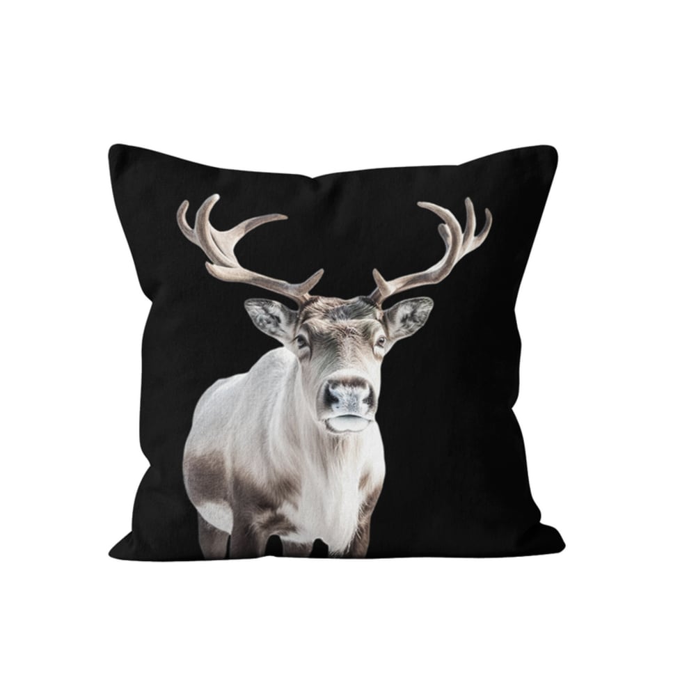 Coussin déco noel renne velours noir 40x40cm