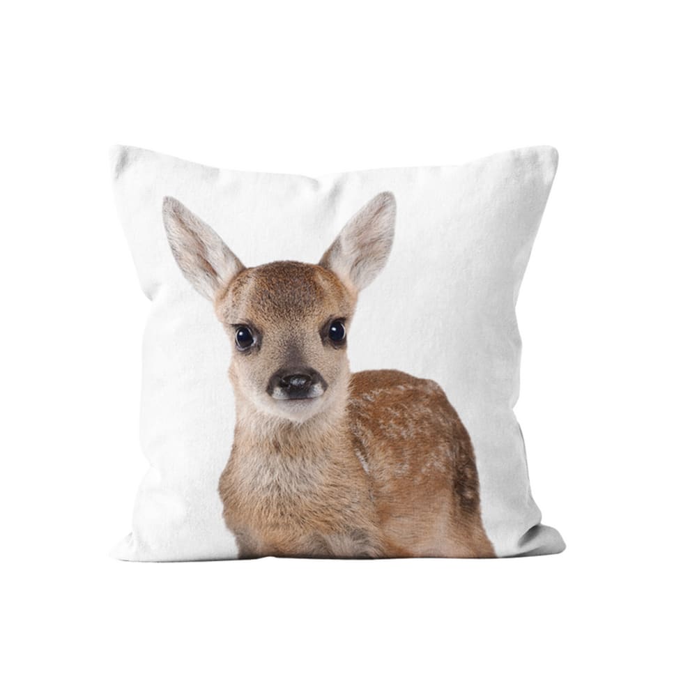 Coussin déco animal faon blanc velours 40x40cm