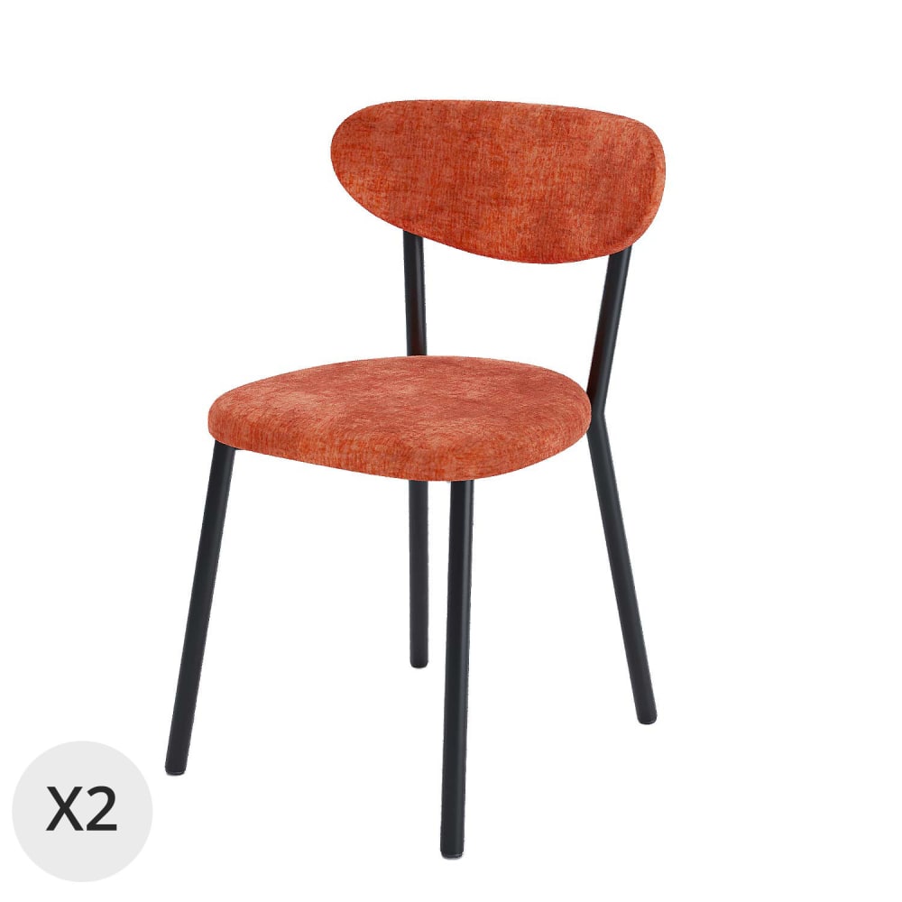 Lot de 2 chaises velours - ocre