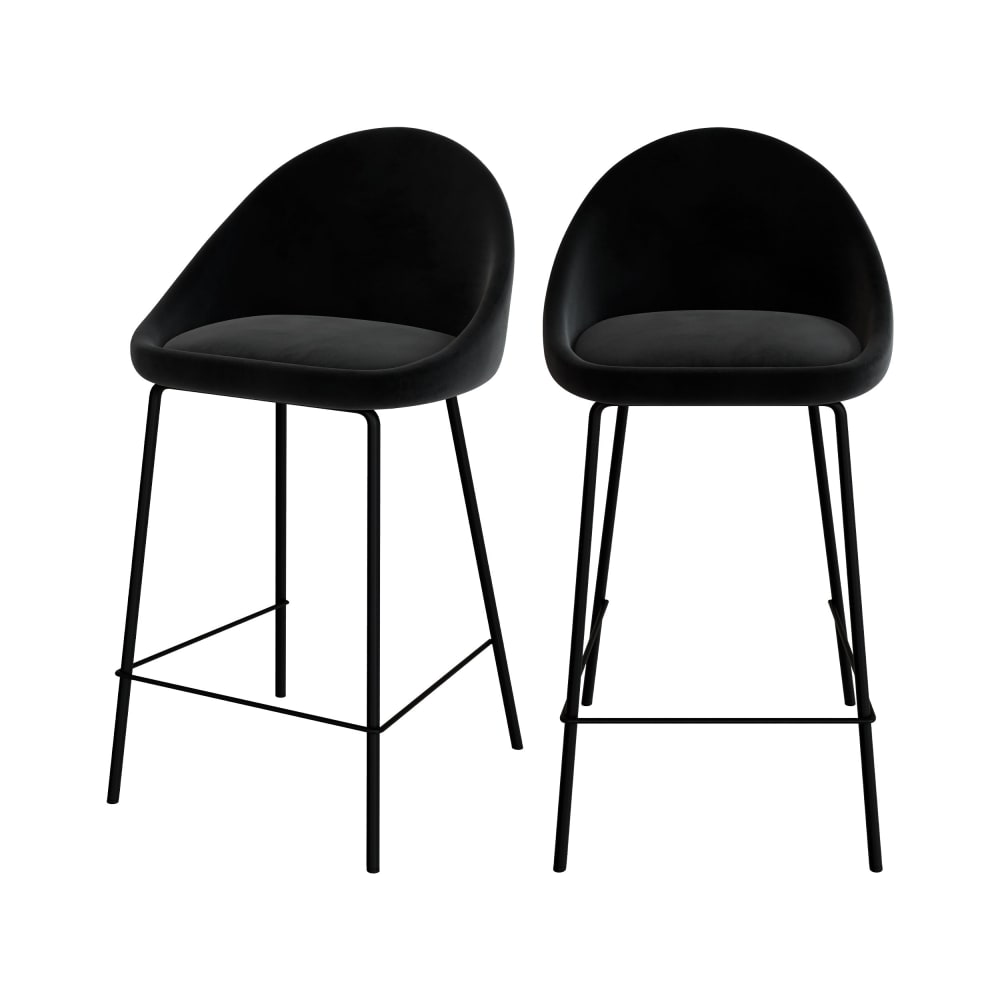 Maison Pavane Set aus 2 Stühlen für eine zentrale Insel 65 cm aus schwarzem Samt style classic chic - Samt