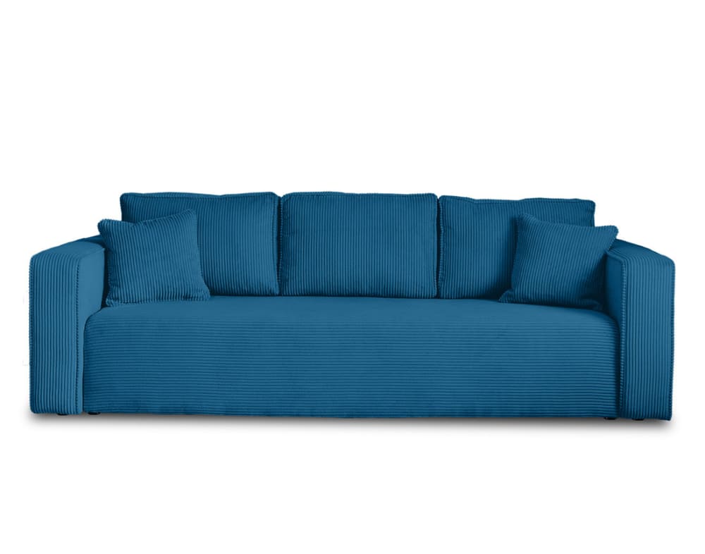 Canapé 3 places convertible avec coffre en velours côtelé bleu - Maisons du Monde