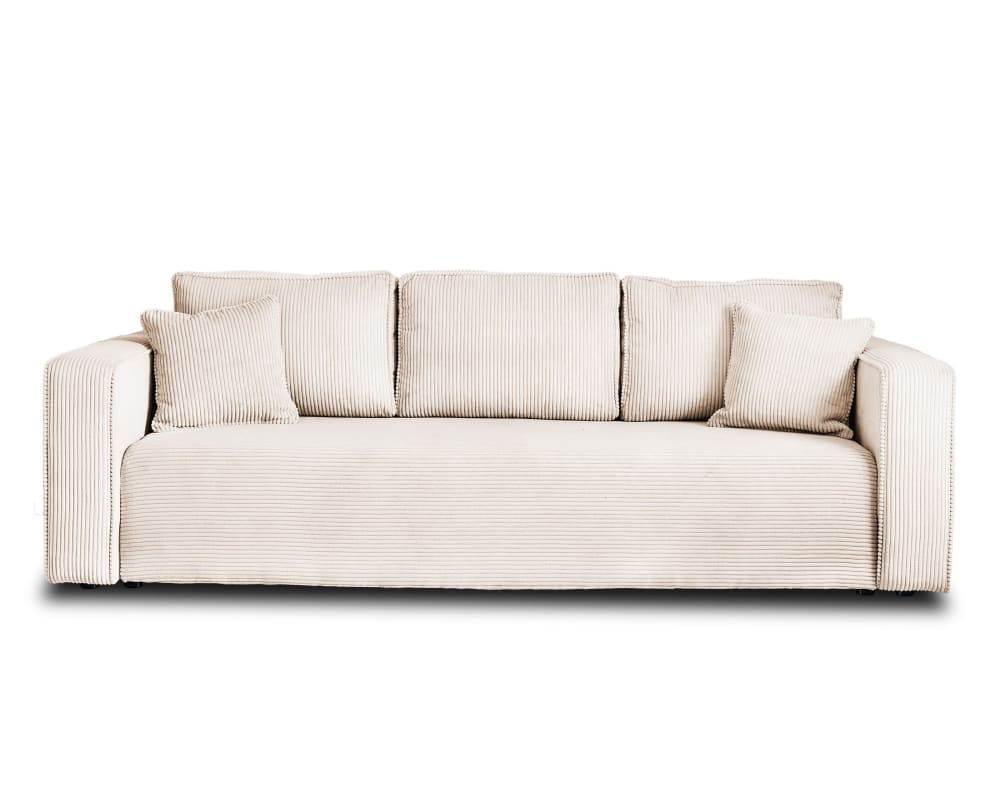 Canapé 3 places convertible avec coffre en velours côtelé beige - Maisons du Monde
