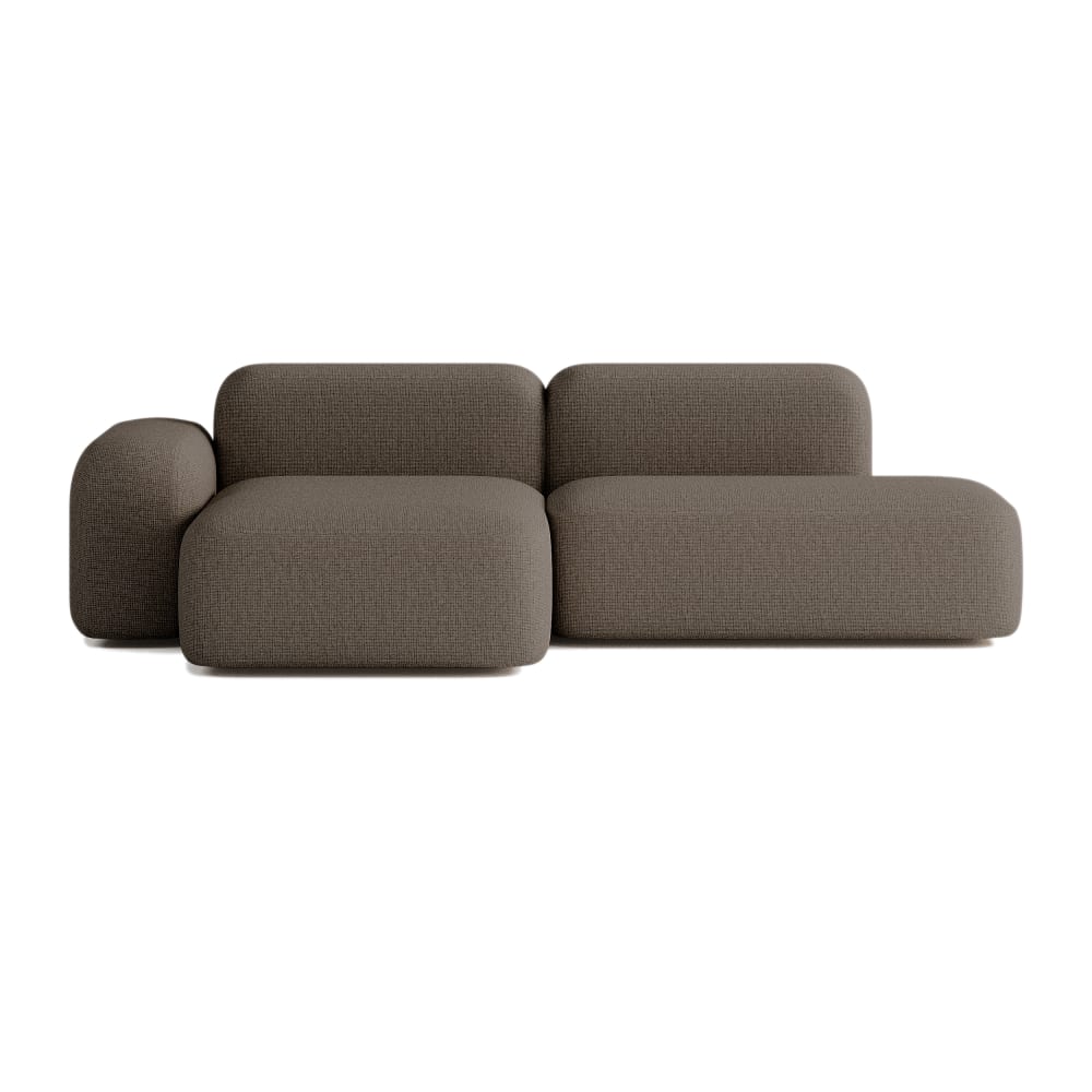 Canapé d'angle modulable 3 places en tissu marron