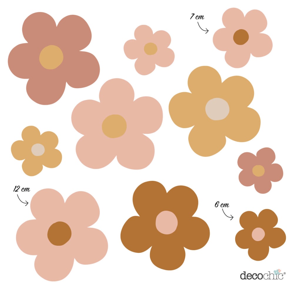 Decochic Stickers muraux en vinyle groovy marguerites multicolore Multicolore Pva - Polyacétate De Vinyle - 21x30x0cm