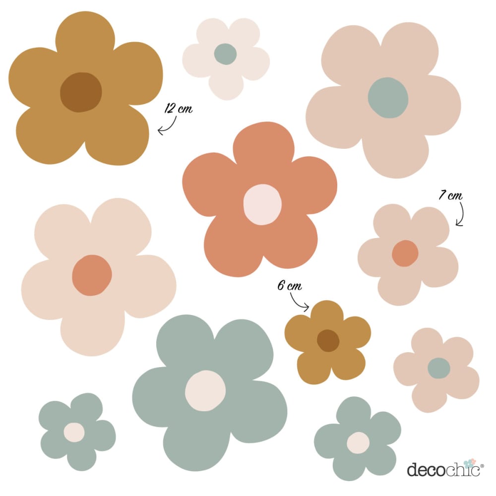 Decochic Stickers muraux en vinyle marguerites multicolore Multicolore Pva - Polyacétate De Vinyle - 21x30x0cm