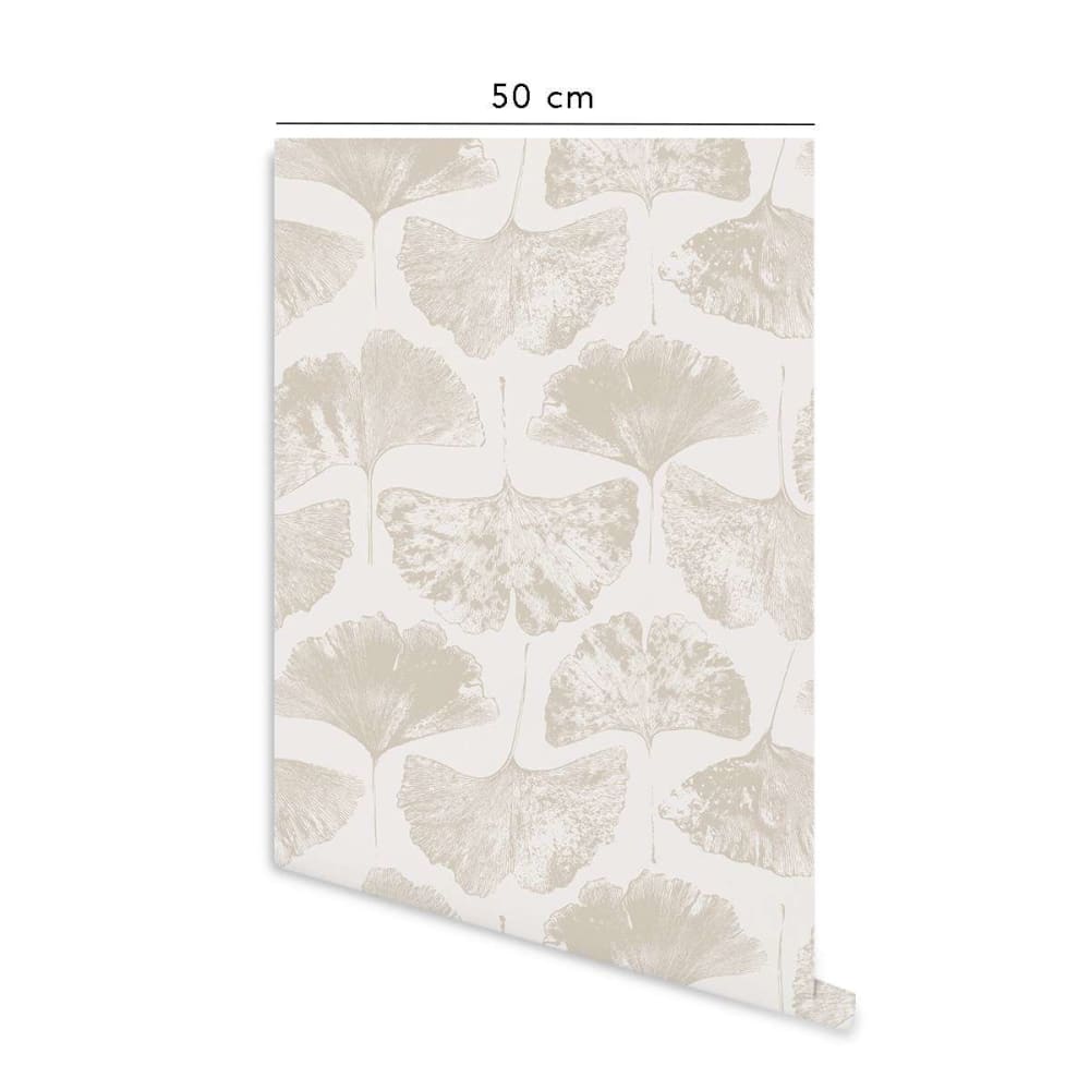Papier peint vinyle adhésif feuille de gingko écru 50x300 cm — vue 3