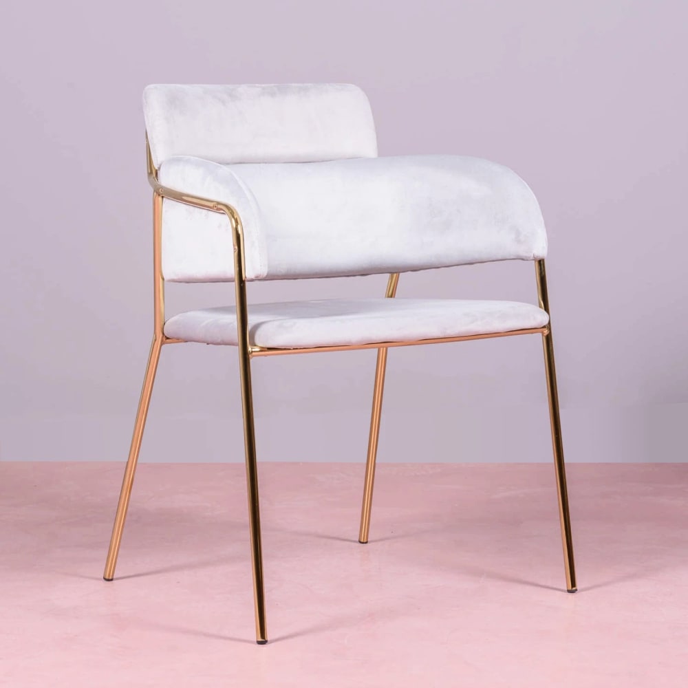 Designerstuhl mit Samtbezug und goldenen Beinen, grau - Maisons