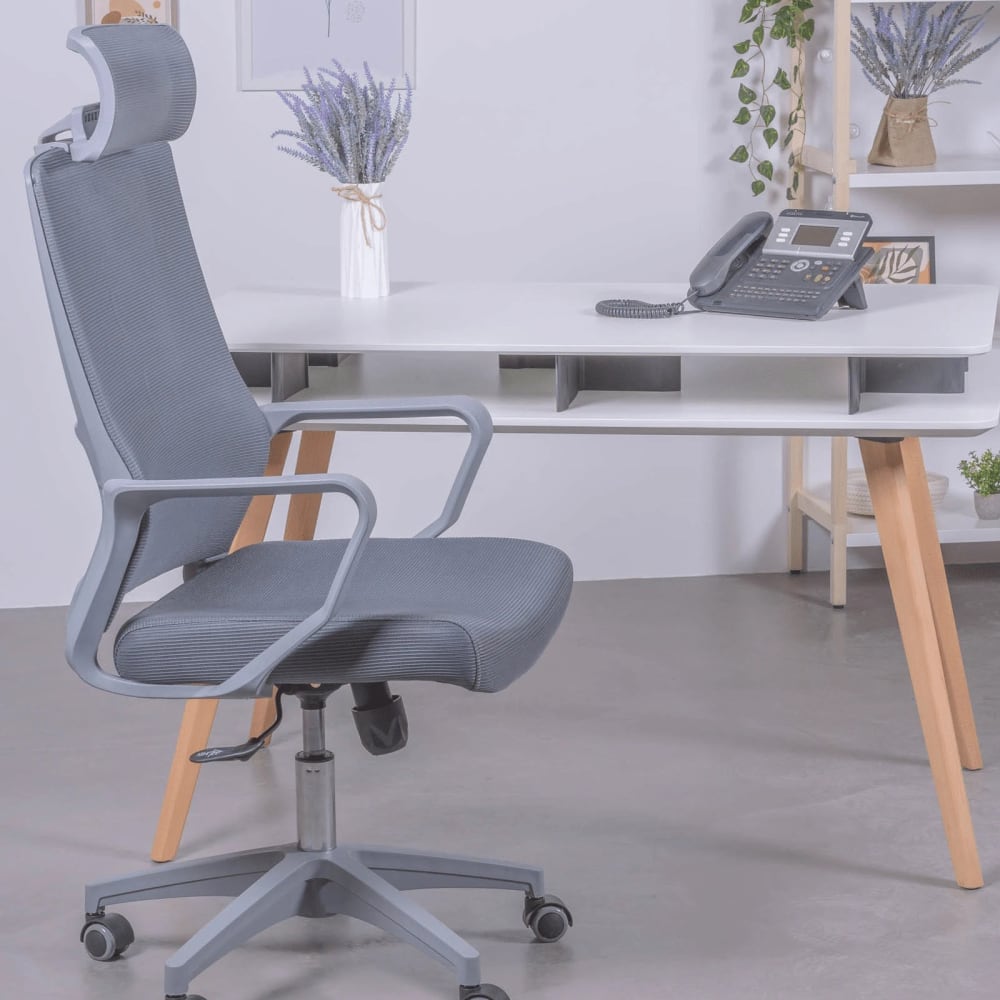 Atmungsaktiver ergonomischer Bürostuhl, dunkelgrau - Maisons Du