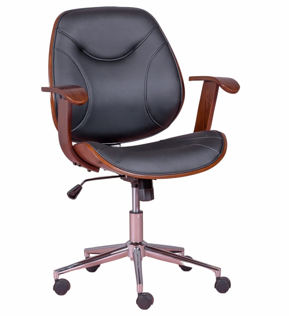 Nest dream Designer-Bürostuhl mit dunklem Walnussholz, schwarz style landhaus - -