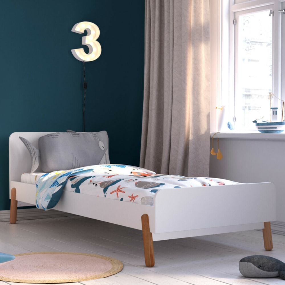 Lit enfant blanc et bois 90x190 cm - Maisons du Monde