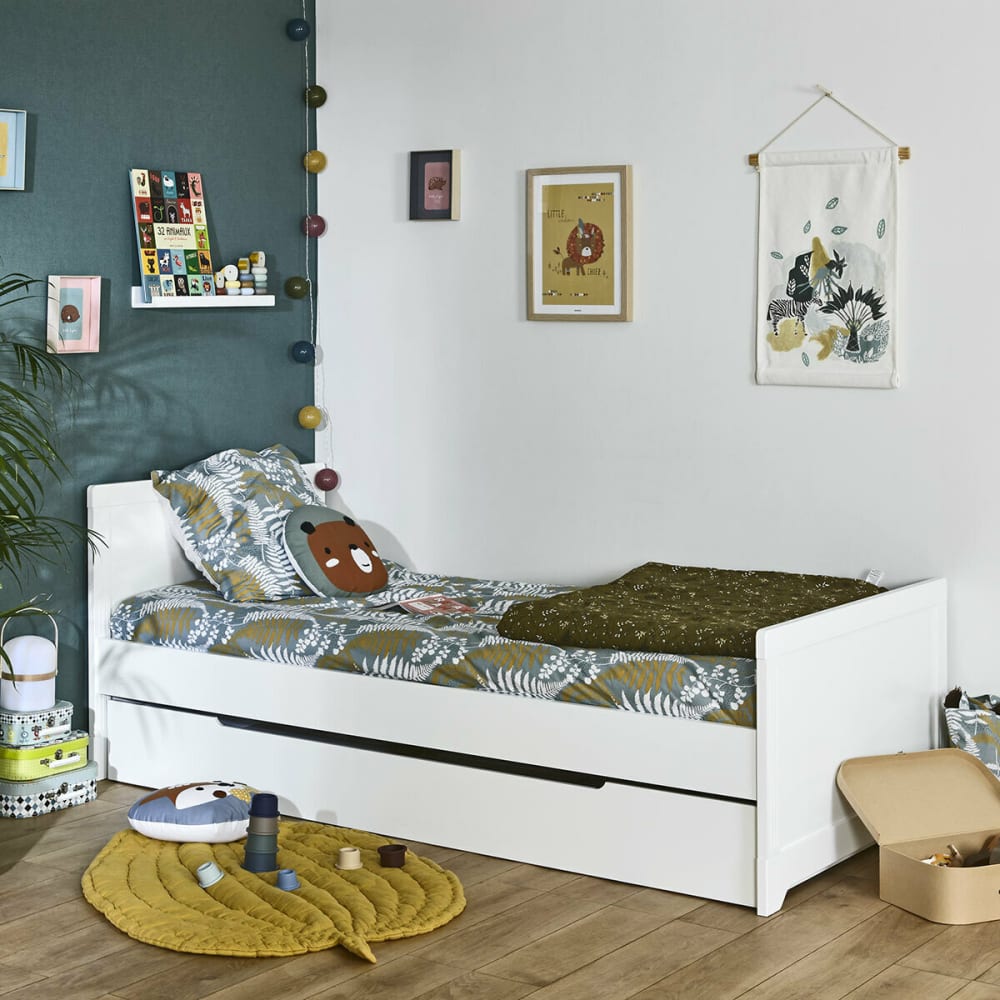 Pack lit avec matelas bois massif blanc 90x190 cm - Maisons du Monde