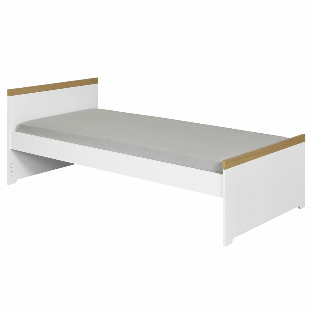 lit enfant avec matelas effet bois blanc 90x190 cm
