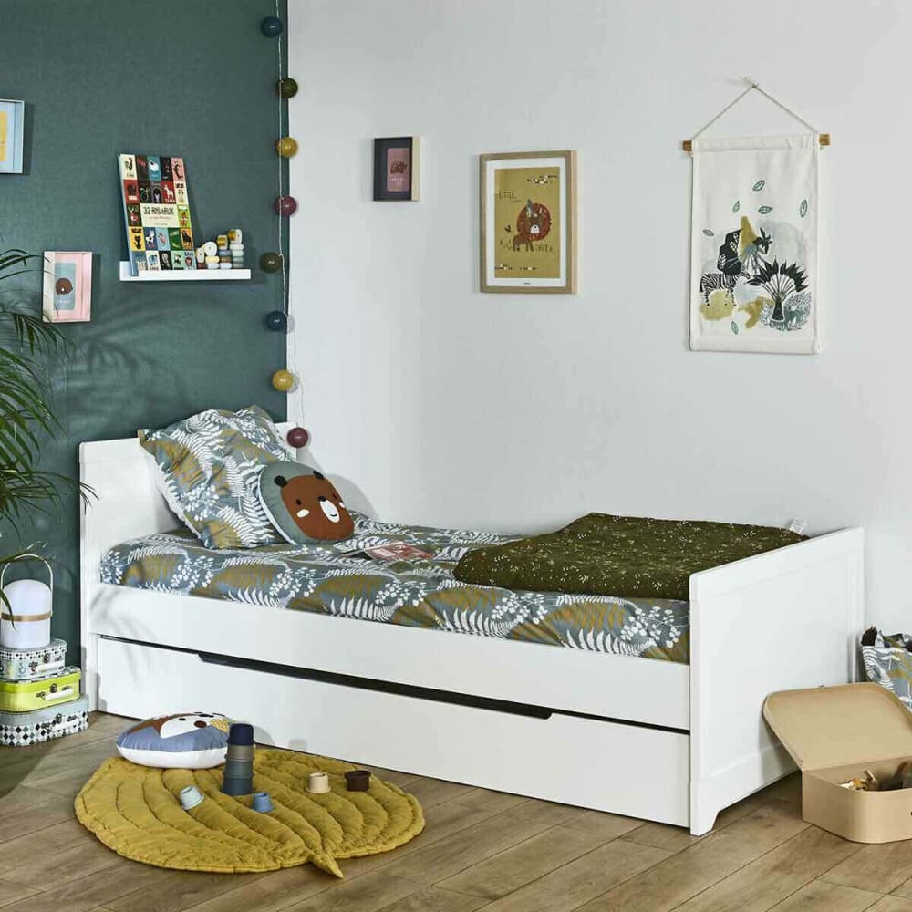 Lit enfant bois massif blanc 90x190 cm - Maisons du Monde