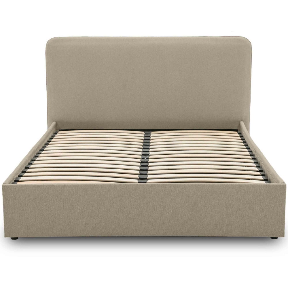 Lit coffre queen size 160x200 en tissu beige Lit coffre queen size 160x200 en tissu beige