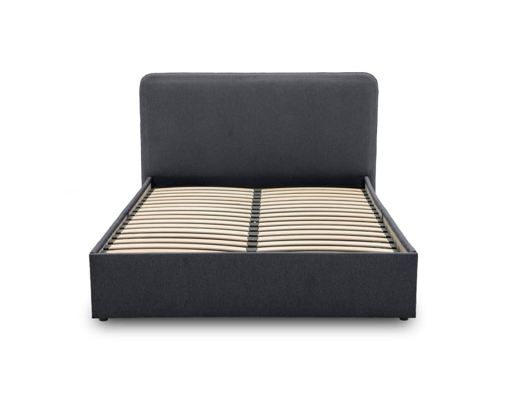 Lit coffre 140x190 en tissu gris anthracite - Maisons du Monde