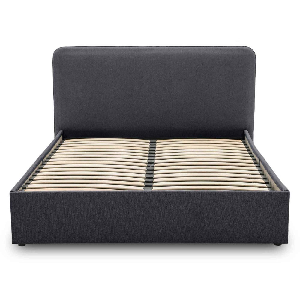 Lit coffre queen size 160x200 en tissu gris anthracite Lit coffre queen size 160x200 en tissu gris anthracite