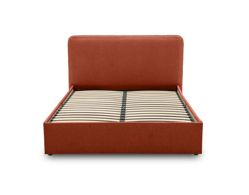 Lit coffre queen size 160x200 en tissu terracotta - Maisons du Monde