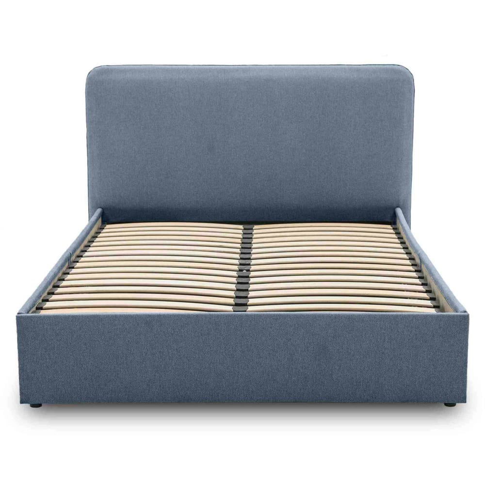 Lit coffre 140x190 en tissu bleu — Beyit