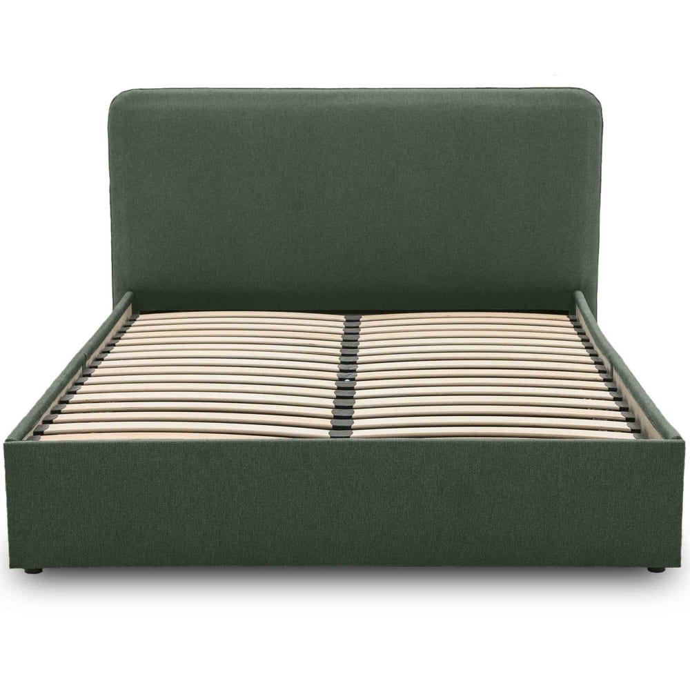 Lit coffre queen size 160x200 en tissu vert Lit coffre queen size 160x200 en tissu vert