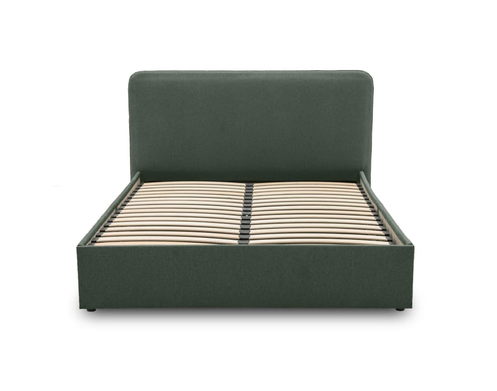 Lit coffre queen size 160x200 en tissu vert - Maisons du Monde