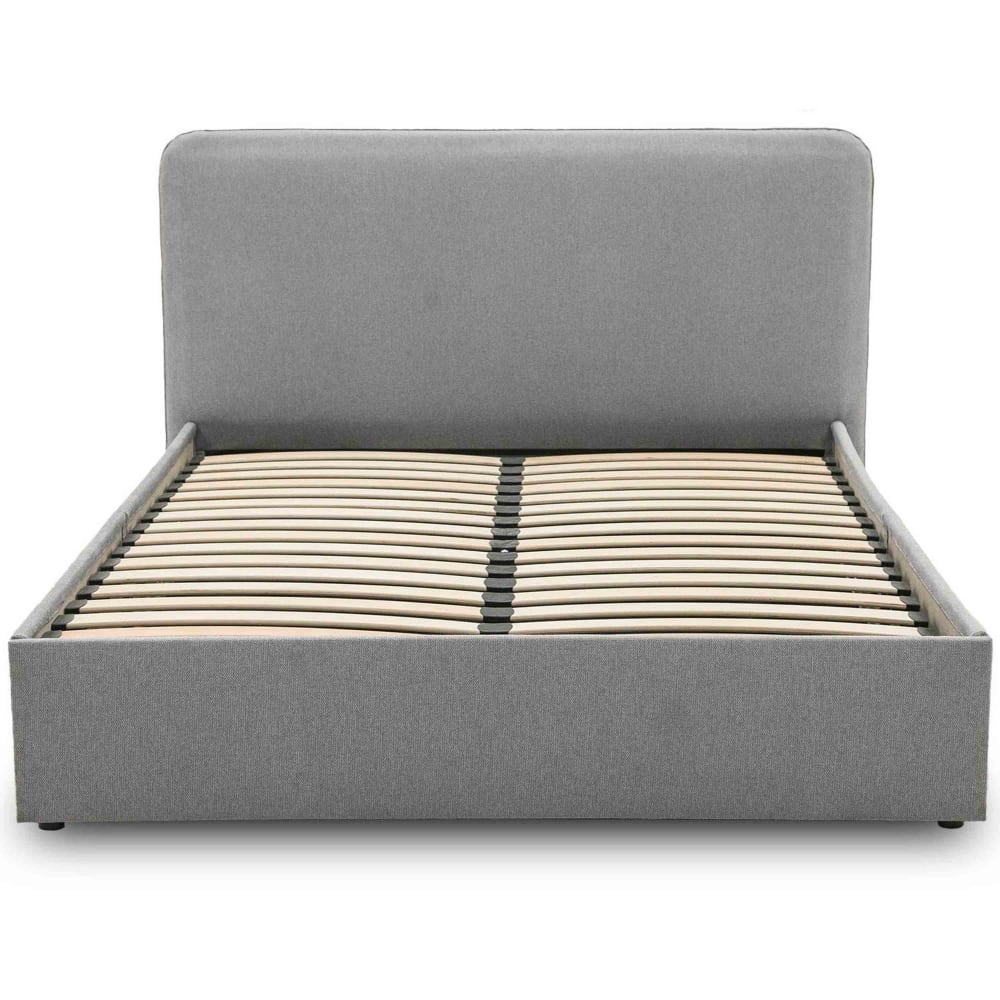 Lit coffre queen size 160x200 en tissu gris Lit coffre queen size 160x200 en tissu gris