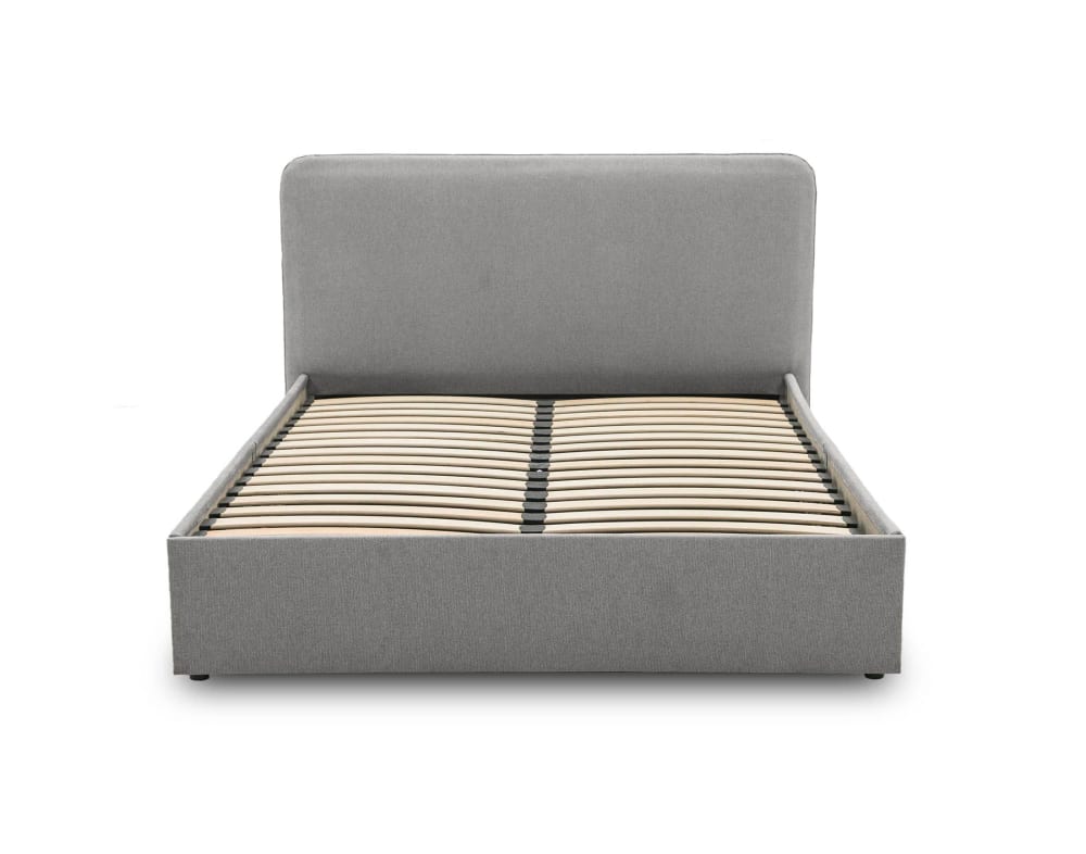 Lit coffre queen size 160x200 en tissu gris - Maisons du Monde
