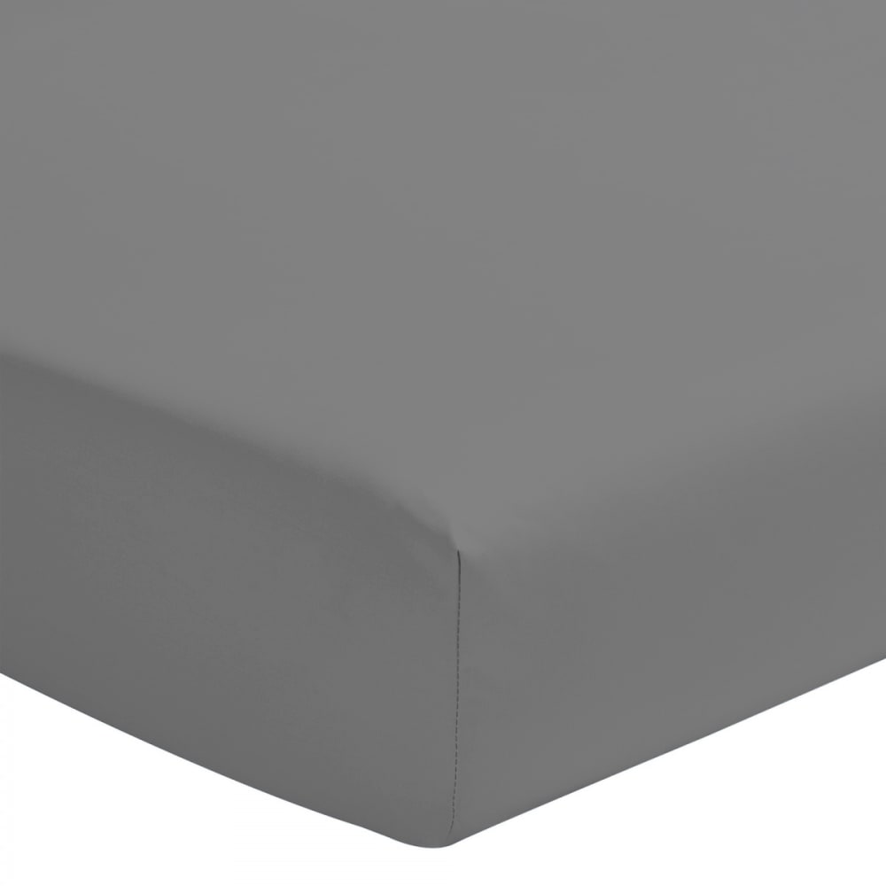 Drap housse gris foncé 140x190 +35 cm 100% coton 57 fils