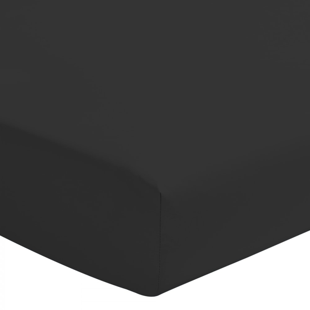 Drap housse noir 160x200 +35 cm 100% coton