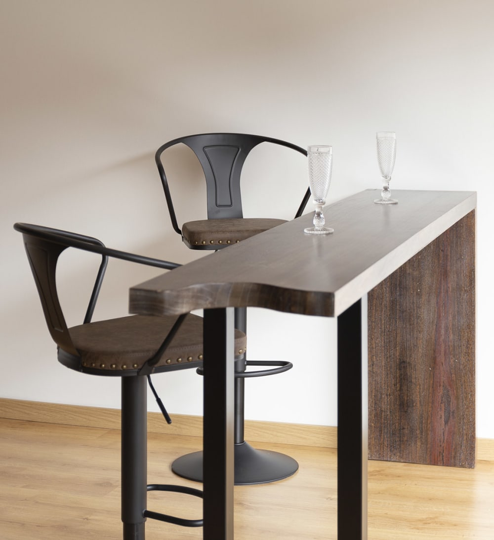 Set de 2 tabourets de bar pivotants en métal et simili-cuir