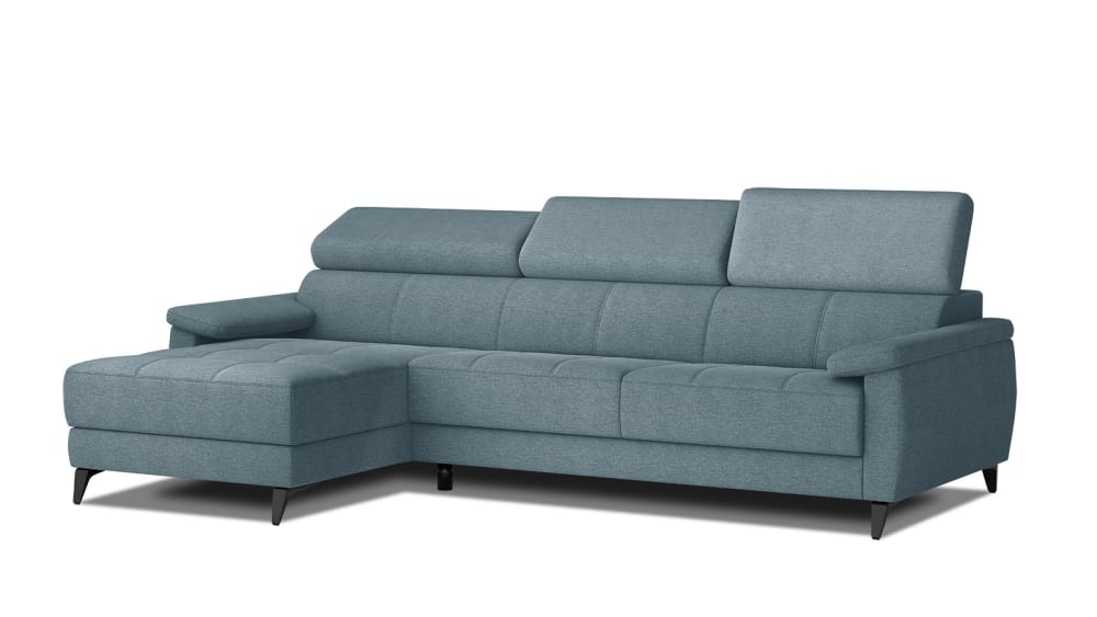 WOZIMO Ecksofa 4-Sitzer mit verstellbare Kopfstützen, blau Blau