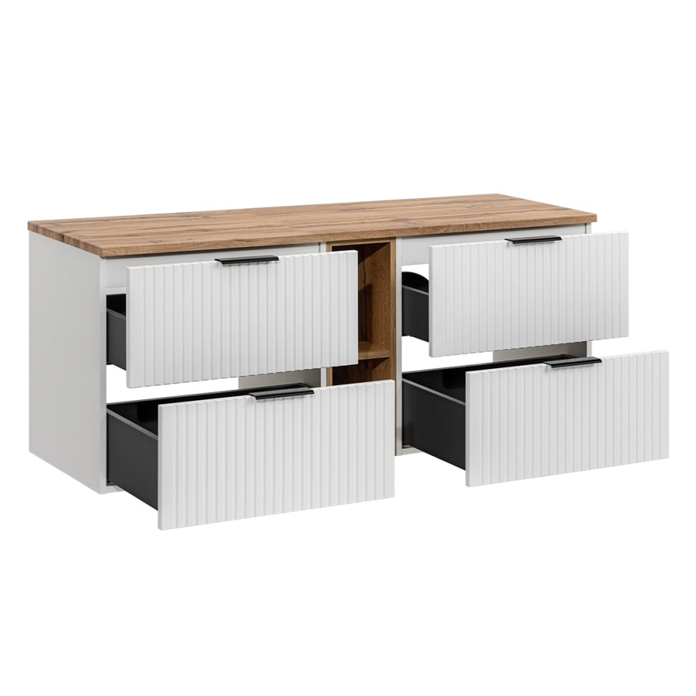 Meuble sous-vasque 140cm 2 niches panneaux mélaminé et mdf blanc - Maisons du Monde