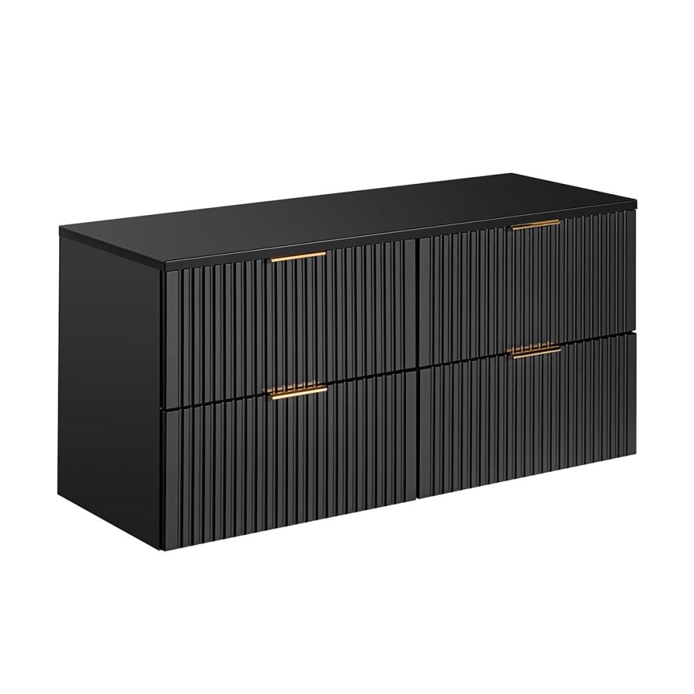 Meuble sous-vasque 120cm plan panneaux mélaminé et mdf noir Meuble sous-vasque 120cm plan panneaux mélaminé et mdf noir