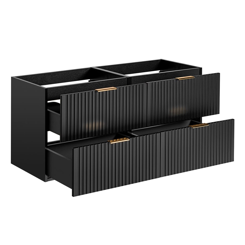 Waschtischunterschrank 120cm Schwarz Melamin Mattschwarz -